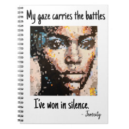 Bold Pixel Portrait in Vivid Tones Notitieboek