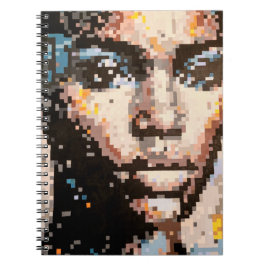 Bold Pixel Portrait in Vivid Tones Notitieboek