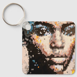 Bold pixelated portrait sleutelhanger