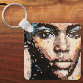 Bold pixelated portrait sleutelhanger (Voorkant)