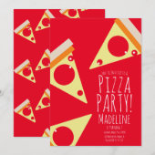 Bold Pizza Birthday Party Restaurant Red Kaart (Voorkant / Achterkant)