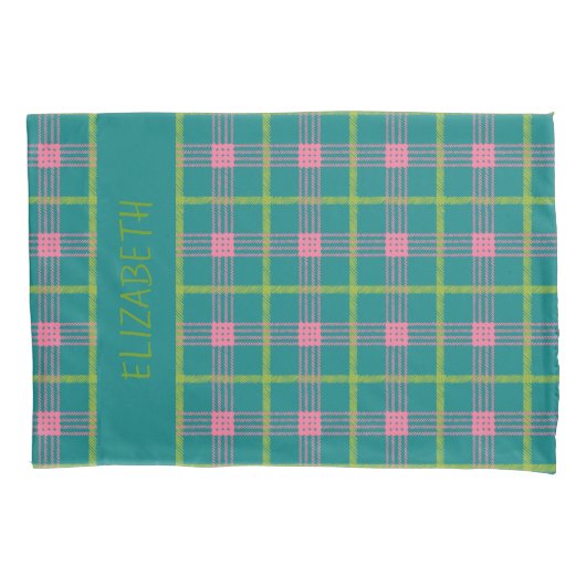 Bold Plaid Naam Kussensloop (Voorkant)