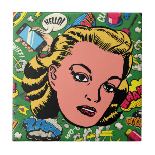 Bold Pop Art Charm - Retro Blonde Vrouw Tegeltje