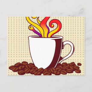 Bold Pop Art Coffee Cup Retro Briefkaart