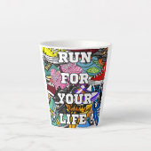 Bold Pop Art Runner Jogger Latte Mok (Voorkant)