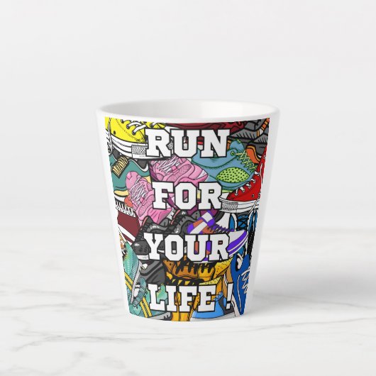Bold Pop Art Runner Jogger Latte Mok (Voorkant)