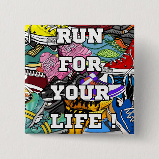 Bold Pop Art Runner Jogger Vierkante Button 5,1 Cm