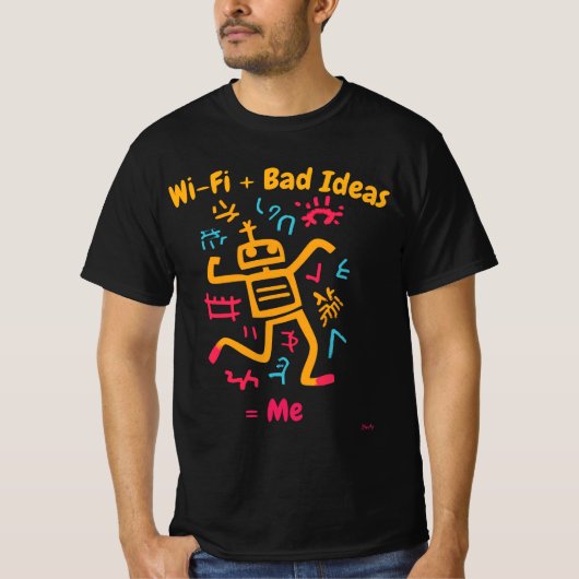 Bold Pop Art Tech Humor Robot T-shirt (Voorkant)