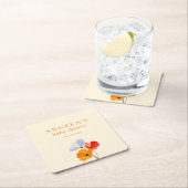 Bold Poppy Floral Baby shower Vierkante Kartonnen Onderzetter (Insitu)