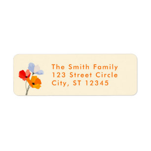 Bold Poppy Floral Retour Adres Label
