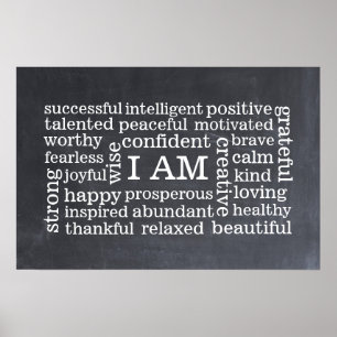 Bold Positive Thinking I AM Affirmatie Poster