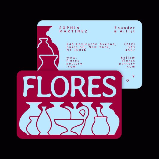 Bold Pottery Vase Silhouette Design Visitekaartje