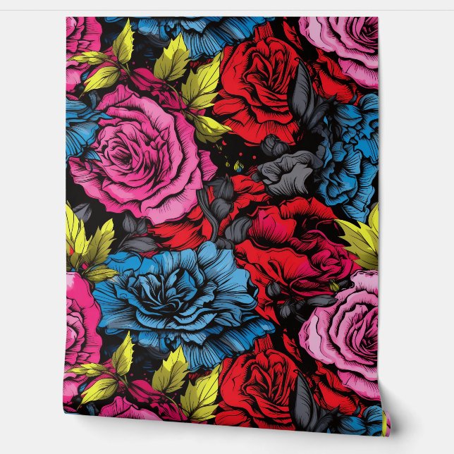 Bold Punk Blooms Floral Behang (Afrollen)