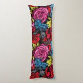Bold Punk Blooms Floral Body Pillow Lichaamskussen (Achterkant (Verticaal))