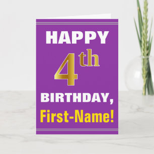 Bold, Purple, Faux Gold 4e anniversaire avec carte