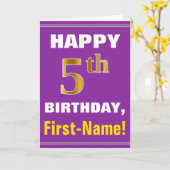 Bold, Purple, Faux Gold 5e anniversaire avec carte (Fleur jaune)
