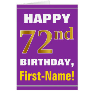 Bold, Purple, Faux Gold 72e anniversaire avec cart