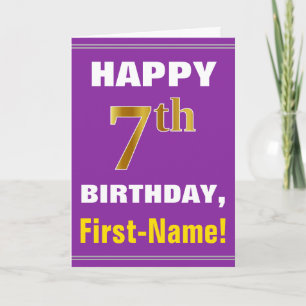 Bold, Purple, Faux Gold 7e anniversaire avec carte