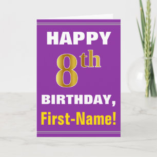 Bold, Purple, Faux Gold 8e anniversaire avec carte