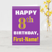 Bold, Purple, Faux Gold 8e anniversaire avec carte (Fleur jaune)