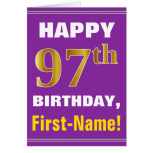 Bold, Purple, Faux Gold 97e anniversaire avec cart