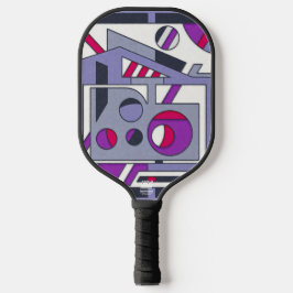 Bold Purple Pink Geometric Abstract Industrial Des Pickleball Paddle