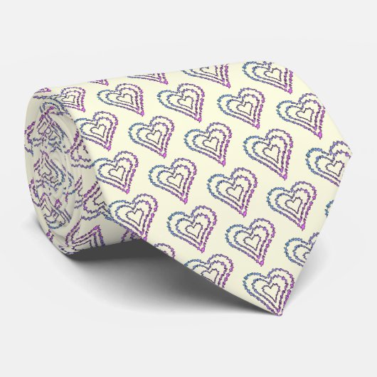 Bold Rainbow Abstract Heart Pattern Stropdas (Opgerold)