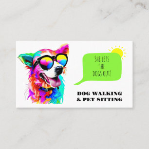 Bold Rainbow Dog Walker Pet Sitter Visitekaartje