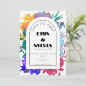 Bold Rainbow Floral Wedding Save The Date (Staand voorkant)