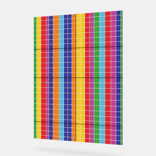 Bold Rainbow Grid Pattern Modern Art Poster (Angle)
