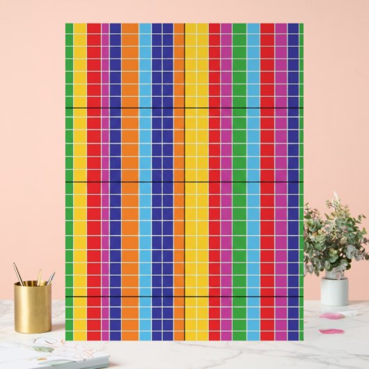 Bold Rainbow Grid Pattern Modern Art Poster (Mariage)