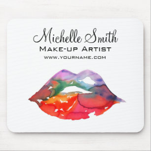 Bold Rainbow Lips Waterverf Tekening Beauty Make-u Muismat