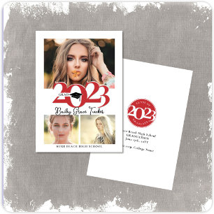 Bold Red 2023 AFSTUDEERDER Pet 3-Foto Collage Afst Aankondiging