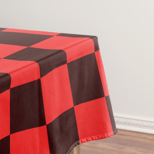Bold Red and Black Checkered Pattern Design Tafelkleed (Voorbeeld)