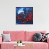 Bold Red and Blue Abstract Swirl Canvas Print (Insitu (Woonkamer))