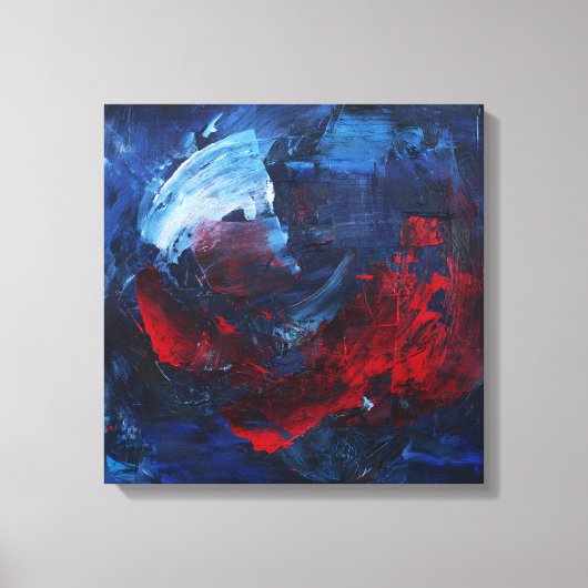 Bold Red and Blue Abstract Swirl Canvas Print (Voorkant)