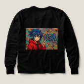 Bold Red Anime USA Graphic T-Shirt (Motif dos)