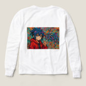 Bold Red Anime USA Graphic T-Shirt (Motif verso)