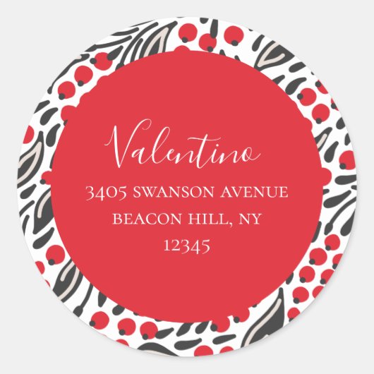 Bold Red Berry Return Address Round Sticker (Voorkant)