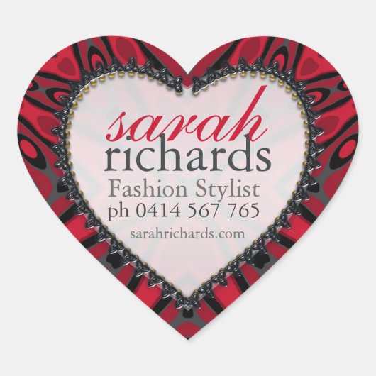 Bold Red Black Tribal Heart Stickers (Voorkant)