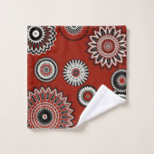 Bold Red Black White Floral Bad Handdoek (Wasdoekje)