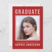 Bold Red Graduate Faire-part et Grad Party (Devant)