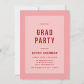 Bold Red Graduate Faire-part et Grad Party (Dos)