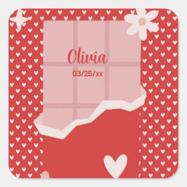 Bold Red Heart Love Design – Perfect voor Custom G Vierkante Sticker