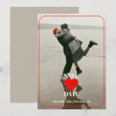 Bold red heart save the date (Voorkant / Achterkant)