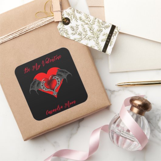 Bold Red Heart Valentijns gepersonaliseerd Vierkante Sticker (Geschenken)