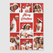 Bold Red Merry Christmas Photo Collage Magnet Card (Devant)