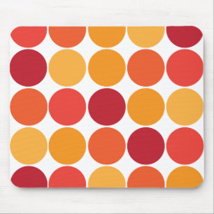 Bold Red Oranje Big Polka Dots Circles Pattern Muismat