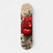 Bold Red Rose Decoupage Inspired Collage Skateboard (Voorkant)