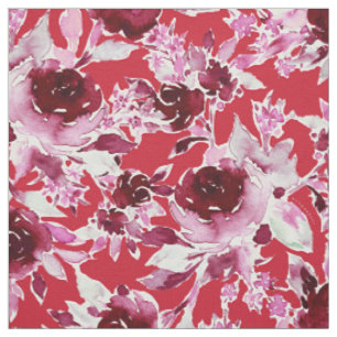 Bold Red Rose Floral Stof